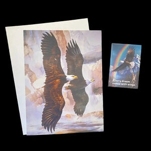 Combo Bundle Greeting Card & Magnet Leanin Tree WINGS OF FREEDOM Mario Fernandez